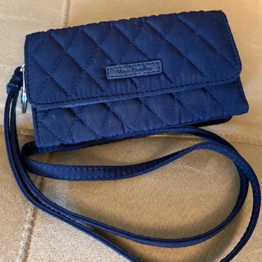 Vera Bradly Wallet with lanyard navy blue